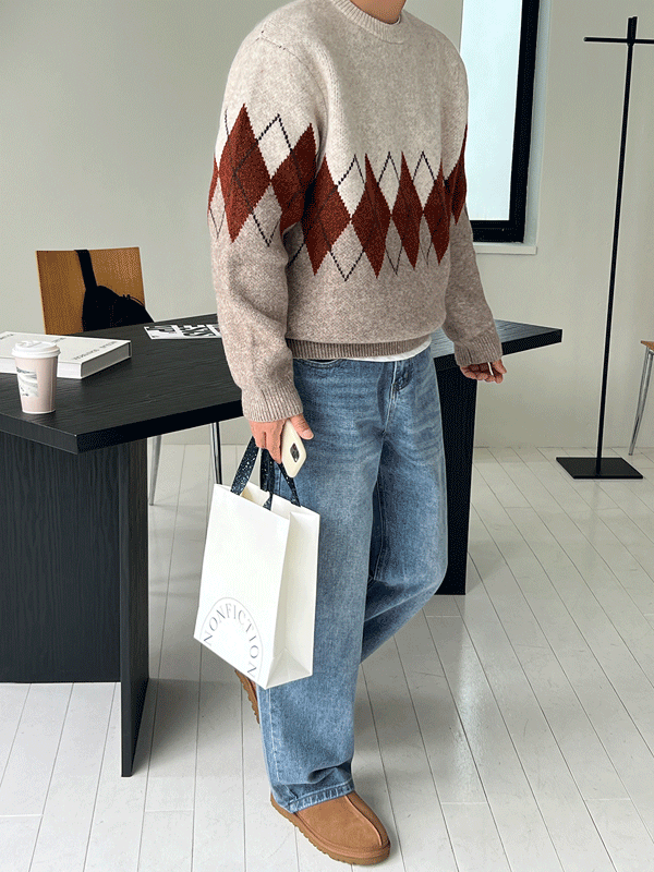 Vino Argyle Jacquard Knit