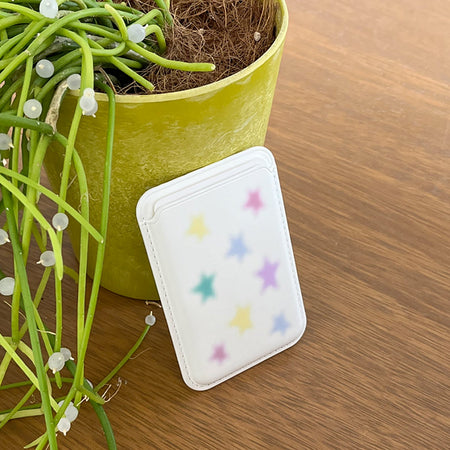 pastel star magSafe white card wallet (single product)