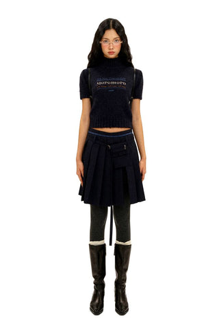 [Moromoro2] Alpaca Blend Logo Embroidered Mock Neck  Knit