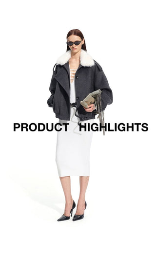 [NOTAWEAR] Faux Fur Collar Wool Blend Bomber  Jacket