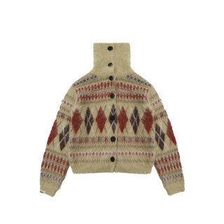 [MASONPRINCE] Wool Blend Fair Isle Fitted Cardigan