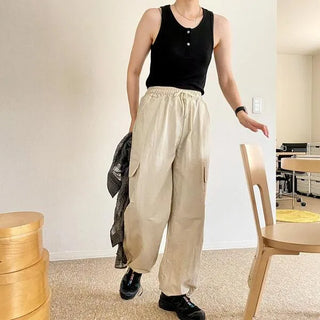 Ribbed button tank top