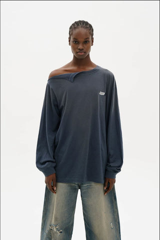 [MASONPRINCE] Double Layer Collar Long Sleeve Tee