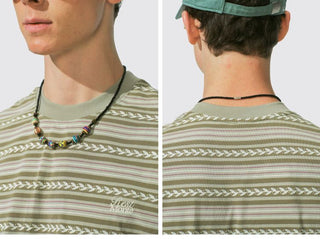 [Monterest] Cotton Totem Stripe Embroidered Tee