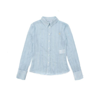 [Moromoro2] Sheer Slim Fit Checkered Long Sleeve  Shirt