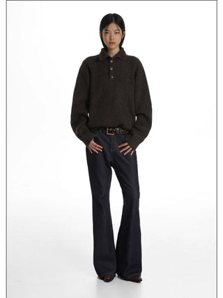 MASONPRINCE Stand Collar Knit Sweater