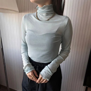 Colorful sheer turtleneck