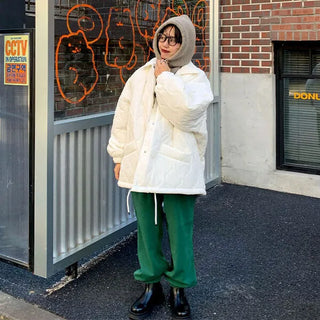 Oversized quilted down jacket
