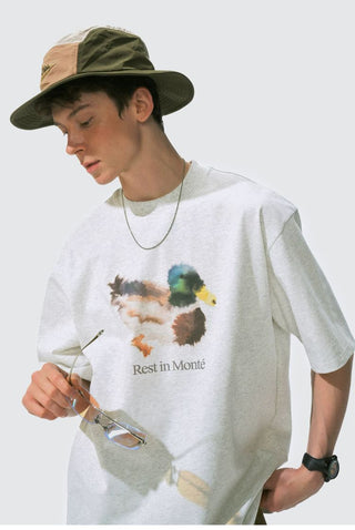 [Monterest] Ink Print Relaxed Fit Crewneck T-Shirt