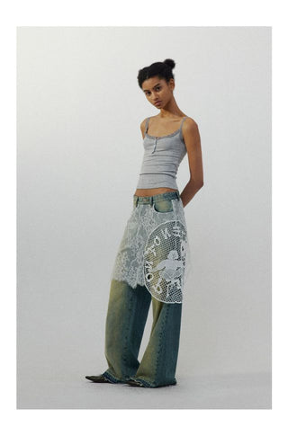 CONP Lace spliced €enim pants (blue)