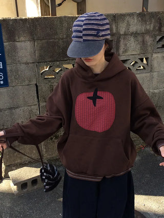 Tomato print fleece-lined hooded parka