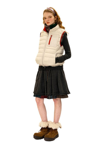[Moromoro2] Lace Trim Hooded Down Jacket /  Vest