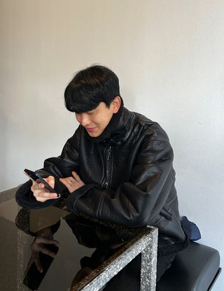 Black shearling jacket (high Q)