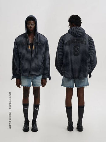 [MASONPRINCE] Embroidered Plaid Jacket