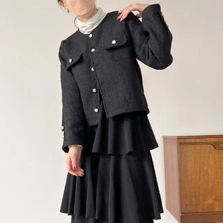 Gold button tweed jacket