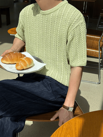 Squeeze Boucle Cable Half Knit