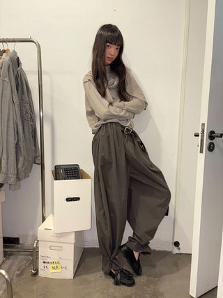 [NeverSeez] Pleated Wide-Leg Pants