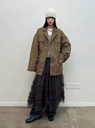 [NeverSeez] Pleated Layered Mesh Cami Dress