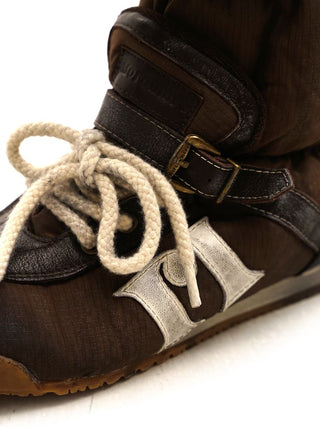 [Moromoro2] Furry Ball Patchwork Leather Boxing  Boots