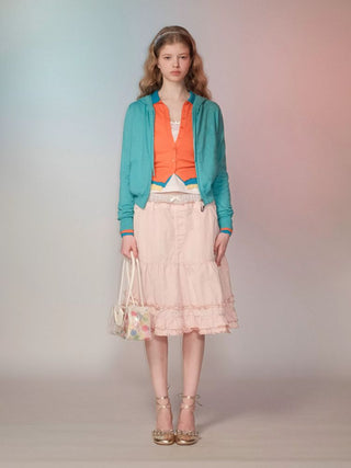 [Moromoro2] Layered Waist Ruffle A-Line  Skirt