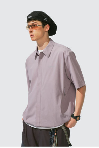 [Monterest] Arc Seam Short Sleeve Layered Shirt
