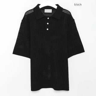 Colored perforated knit T-shirt