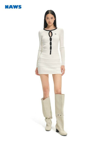 [NOTAWEAR] Ribbed Knit Slim Fit Mini Dress