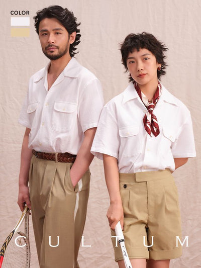 [CULTUM] Seersucker Cuban Collar Shirt