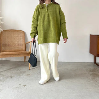 Button-up loose knit