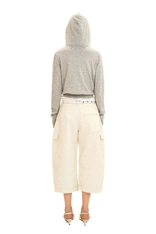 [Moromoro2] 3D Silhouette Belted Work Cropped  Pants