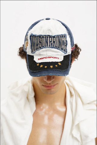 [MASONPRINCE] Distressed Patch Baseball Cap
