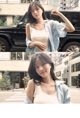 Slim sleeveless top with built-in cups - 3 colors