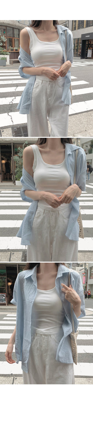Slim sleeveless top with built-in cups - 3 colors