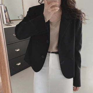 Single-breasted semi-cropped jacket - 4 colors