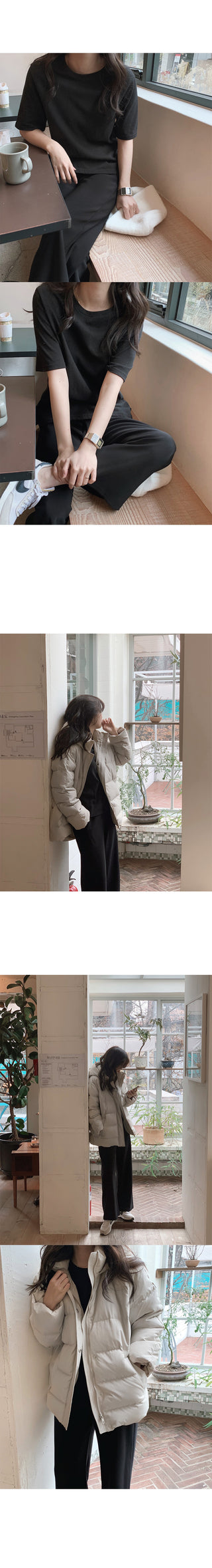 (basic/long) Fleece-lined training pants - 2 colors