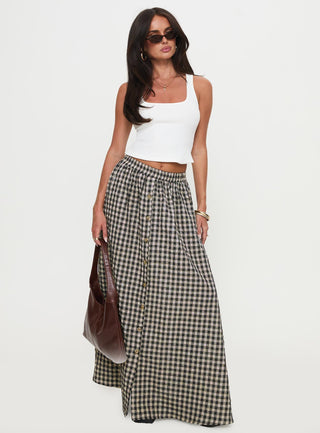 Cartmel Check Maxi Skirt Black  Cream