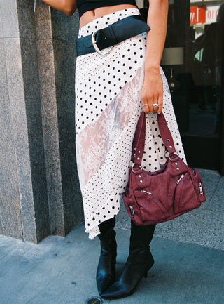 Rennar Maxi Skirt White  Polka Dot