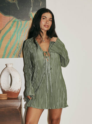 Malop Long Sleeve Mini Dress Sage