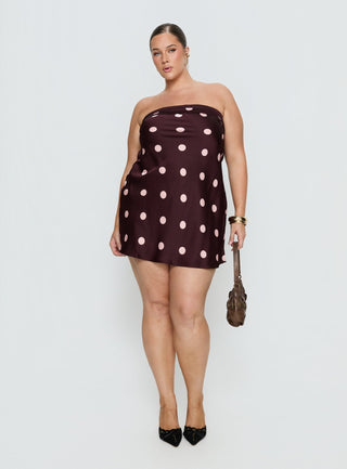 Phillipa Mini Dress Plum  Pink Polka Dot Curve