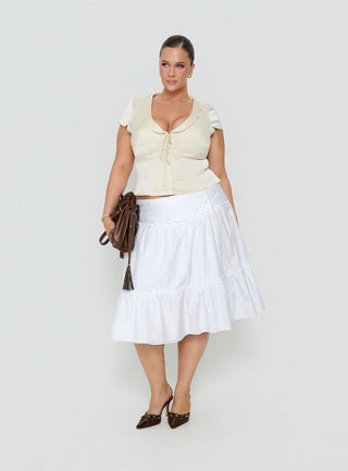Cascades Low Rise Midi Skirt White Curve