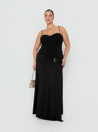 Nola Hardware Slit Maxi Skirt Black Curve