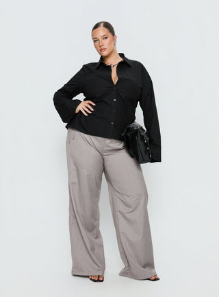 Eryx Tie Back Button Up Top Black Curve