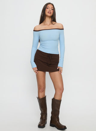 Baseline Off Shoulder Top Blue  Brown