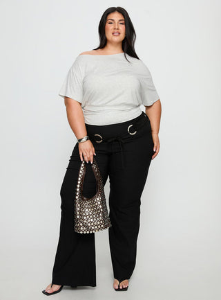 Ashlinn Off Shoulder Drapey Top Grey Curve
