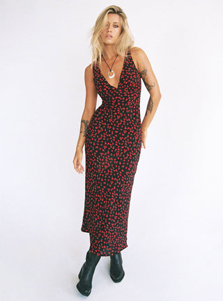 Nellie Maxi Dress BlackRed Floral