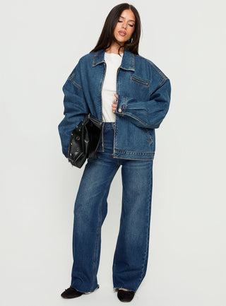 Fawcett High Rise Straight Leg Jeans Dark Blue Wash