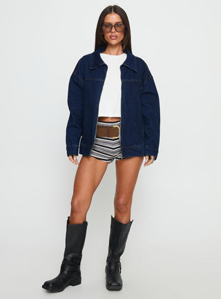Goldsmith Denim Bomber Jacket Dark Wash