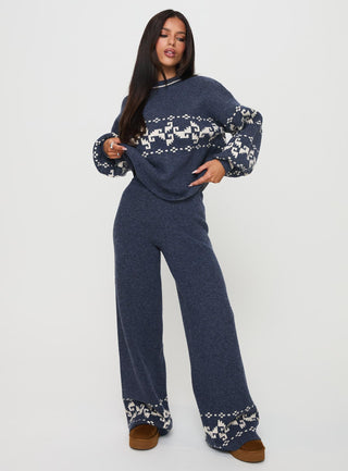Alpine Knit Pants Navy  Cream