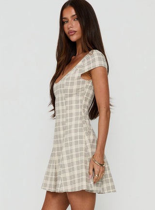Bowee Fit And Flare Mini Dress Check