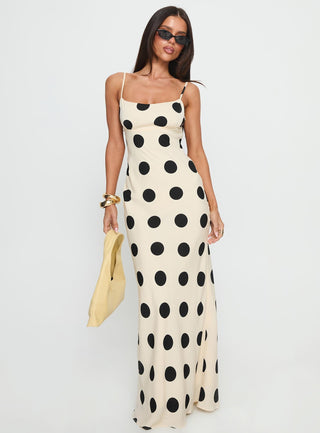 Avienna Maxi Dress Cream  Polka Dot